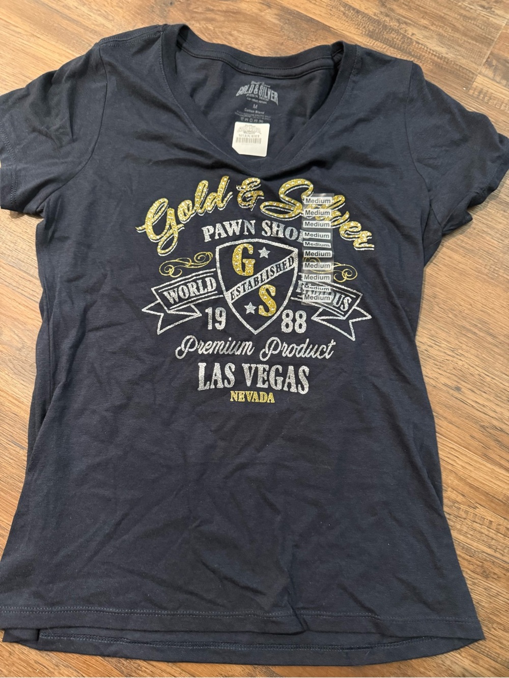 Gold & Silver Pawn Shop Las Vegas Graphic Tee - Black with Gold & White Print
